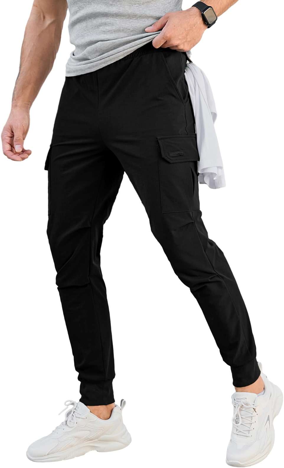 Comdecevis Men's Cargo Jogger Pants Stretch Sweatpants Slim Fit Tactical Pants with Zipper Pockets Casual Trousers - Image 1
