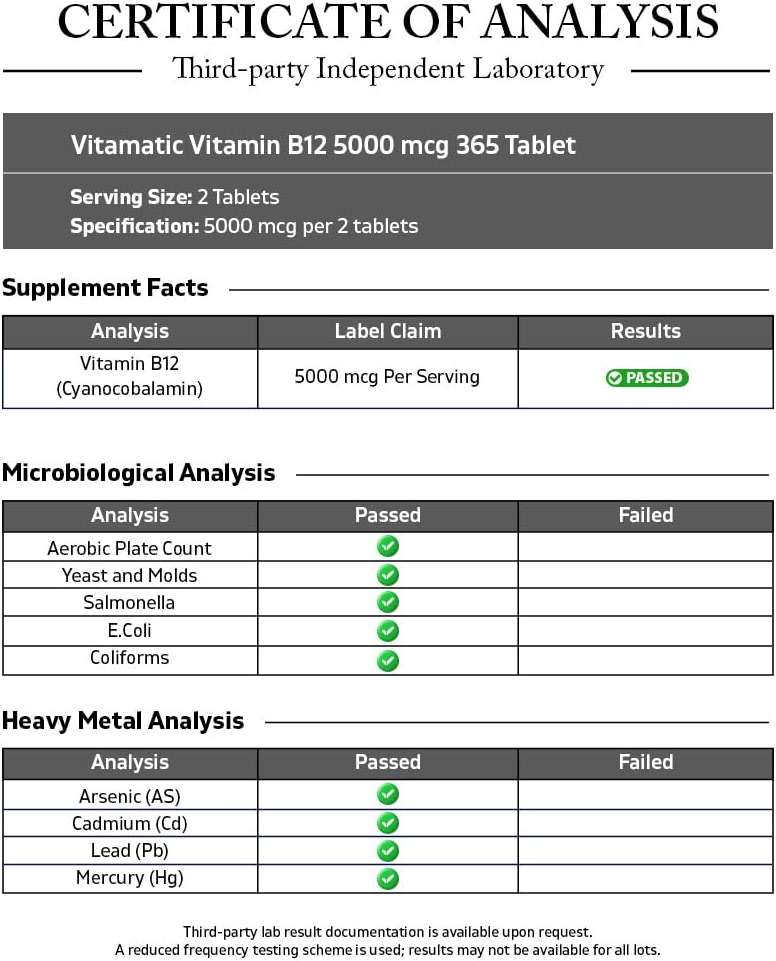 Vitamatic Vitamin B12 5000 mcg – 365 Fast Dissolve Tablets Berry Flavor – Supports Energy Production & Nervous System Health – Non-GMO, Gluten-Free - Image 3