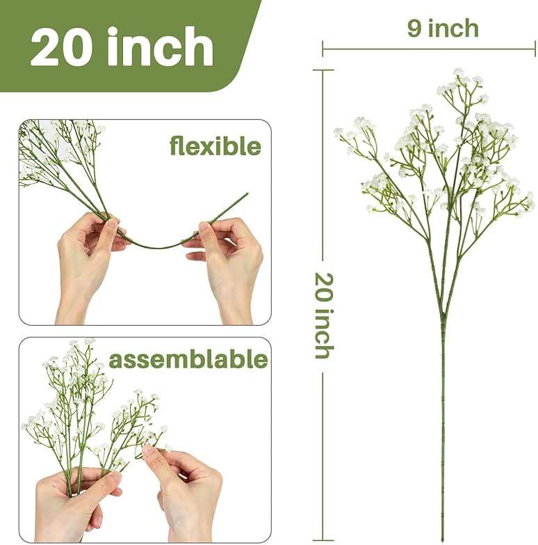 Sukh 10PCS Baby Breath Artificial Flowers Fake Babys Breath Gypsophila Flowers Bulk Realistic Artificial Flowers Bouquet Flores Artificiales para Decoracion for Wedding Party Home Decoration - Image 3