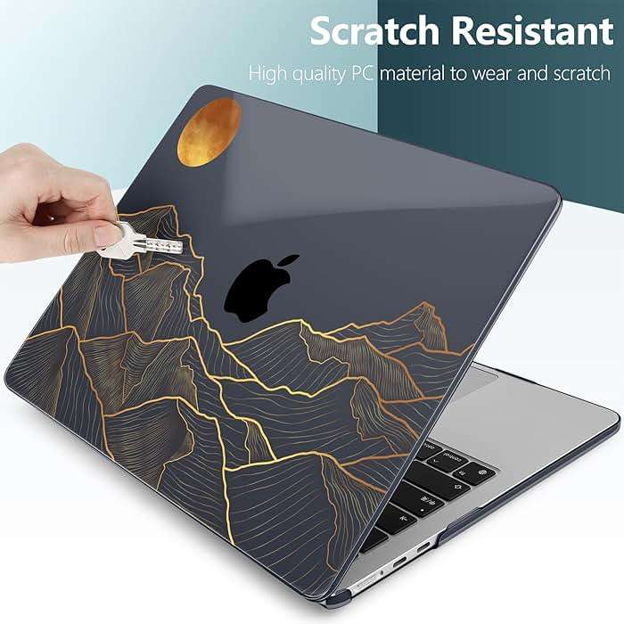 DONGKE for MacBook Air 13 Inch Case M5 2026 M4 2025 M3 M2 2024-2022 A3449 A3240 A3113 A2681, Plastic Hard Shell & Keyboard Cover & Screen Film for MacBook Air 13.6 Inch Case - Abstract Mountain - Image 3