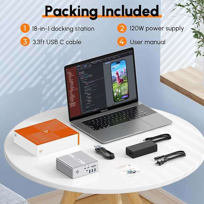 TobenONE DisplayLink Docking Station 3 Monitors with 120W Power Adapter, Triple 4K Display for MacBook Pro/Air, Thunderbolt 4/3, USB-C Windows(3X HDMI, 3X DP, 2xUSB-C, 4xUSB 3.2, SD/TF) - Image 7