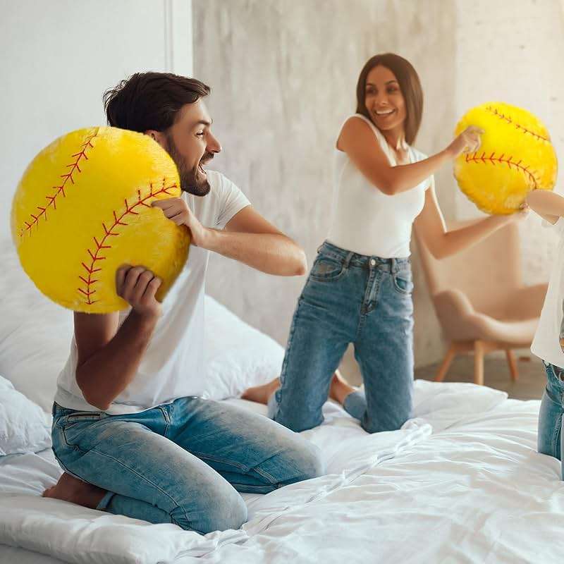 Gerrii 2 Pieces Sports Softball Plush Pillow Sport Theme Fluffy Stuffed Throw Pillow Softball Volleyball Room Decor Gift for Bedroom Decoration Supplies - Image 3