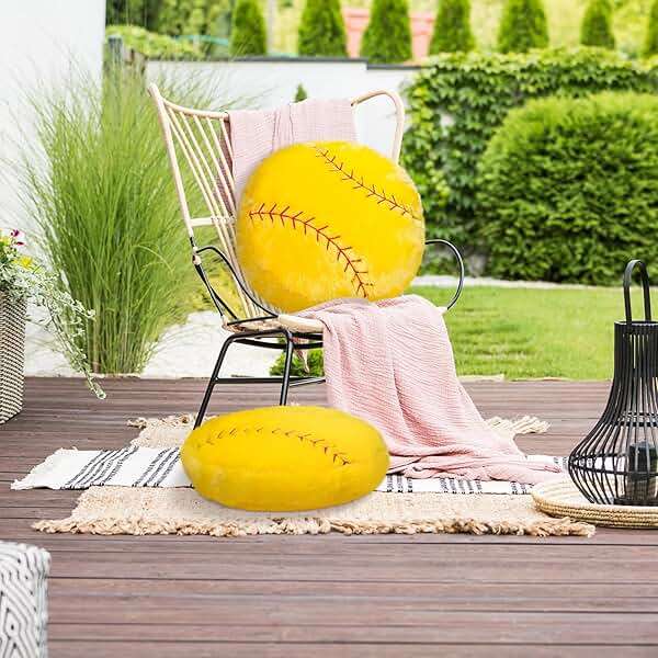 Gerrii 2 Pieces Sports Softball Plush Pillow Sport Theme Fluffy Stuffed Throw Pillow Softball Volleyball Room Decor Gift for Bedroom Decoration Supplies - Image 7