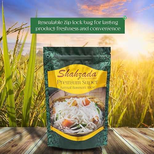 Shahzada Premium Super Kernal Basmati Rice (02 Lbs.) Aromatic Basmati, AGED, Flavorful, Slender |Non-Sticky Grain for Delicious Dining Experience, Non-GMO, Vegan, Gluten Free, Soy Free, No Cholesterol, Resealable Zip-Lock Bag | 02 Pound Packing - Image 5