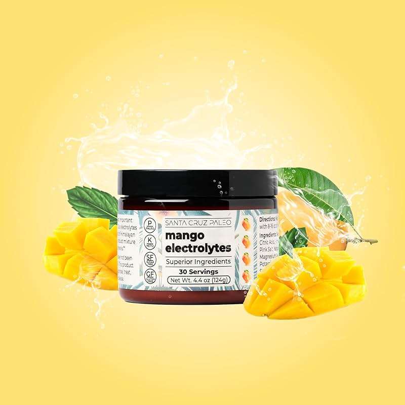 Santa Cruz Paleo Electrolyte Powder, Mango Flavor, Sugar Free Hydration Drink Mix with Himalayan Pink Salt, Sea Salt, Magnesium Glycinate, Potassium Chloride, Sweetened with Stevia, 30 Servings - Image 2