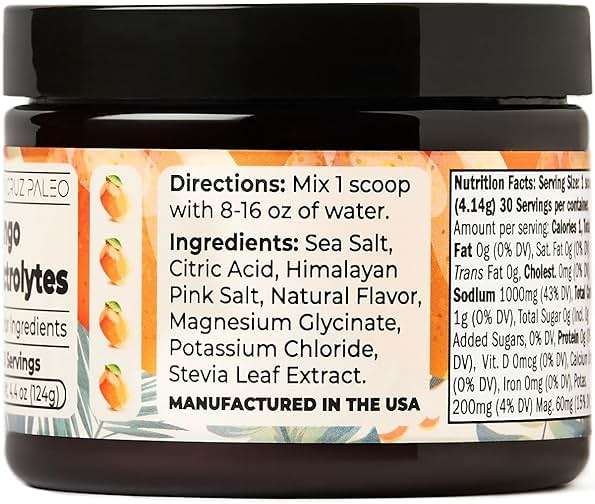 Santa Cruz Paleo Electrolyte Powder, Mango Flavor, Sugar Free Hydration Drink Mix with Himalayan Pink Salt, Sea Salt, Magnesium Glycinate, Potassium Chloride, Sweetened with Stevia, 30 Servings - Image 6