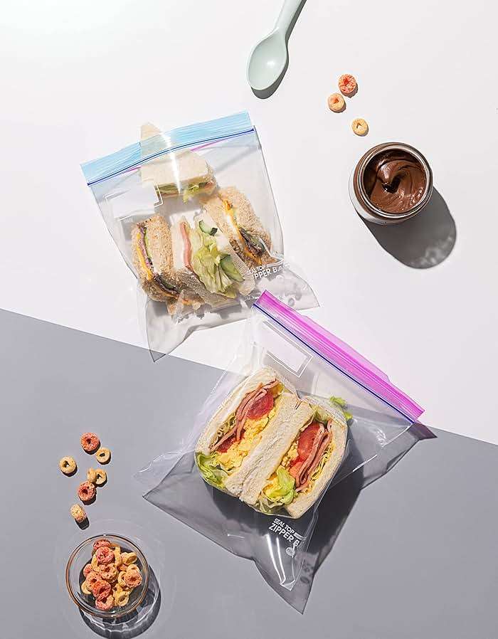 100 Count, Sandwich & XL Sandwich Zip Bags, Easy Open Tabs, Writable Rectangle (50 Bags Each Size) - Image 4