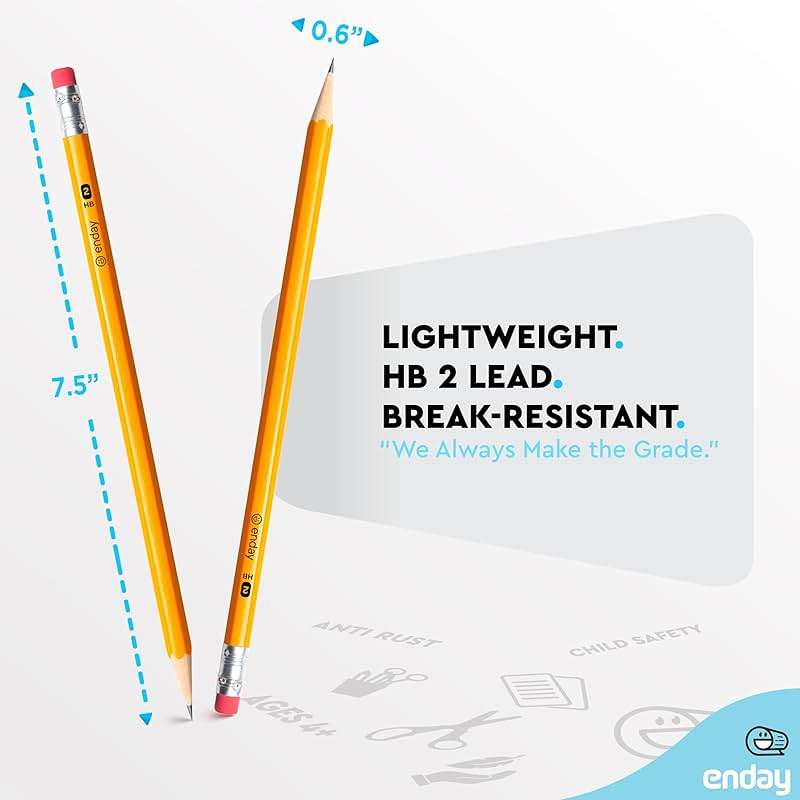 Enday #2 Pencils Bulk - 300 Pack - Pre-sharpened pencils #2 Wood-Cased Yellow Sharpened Pencils for Kids with Latex-Free Eraser Top for Office and Classroom Supplies. - Image 3