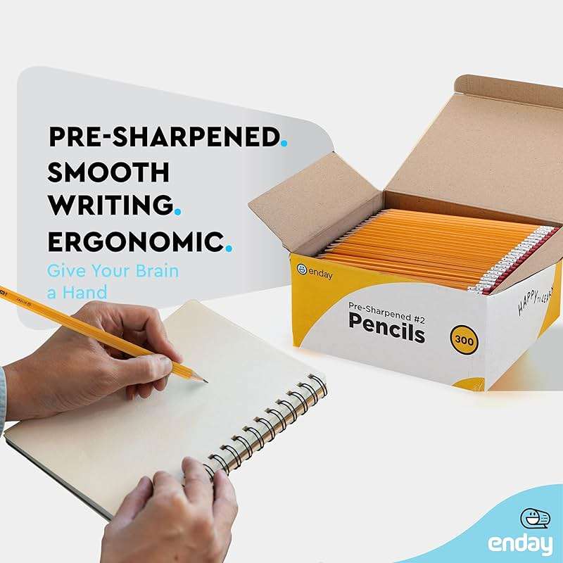 Enday #2 Pencils Bulk - 300 Pack - Pre-sharpened pencils #2 Wood-Cased Yellow Sharpened Pencils for Kids with Latex-Free Eraser Top for Office and Classroom Supplies. - Image 4