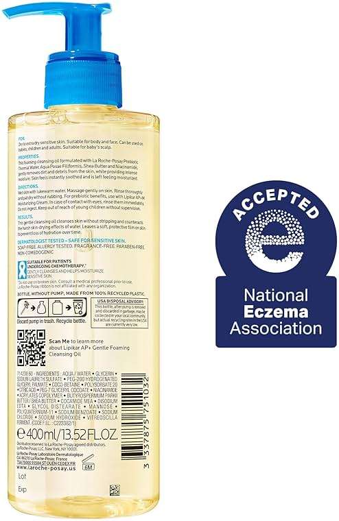 La Roche-Posay Lipikar AP+ Gentle Foaming Cleansing Oil, Gentle Oil Cleanser for Face and Body Formulated with Niacinamide, Long-Lasting 24-hour Hydration, Fragrance-Free & Soap Free - Image 2