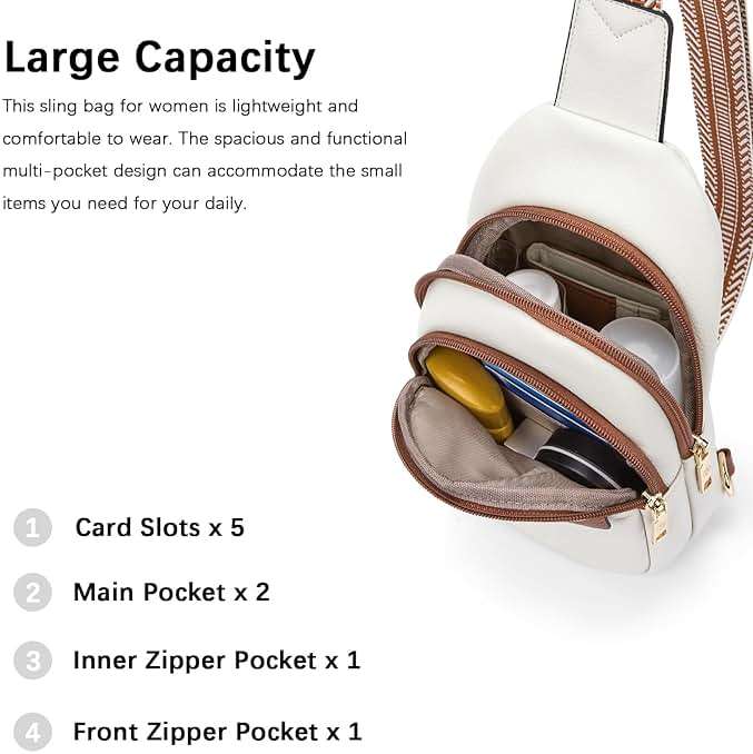 BOSTANTEN Sling Bag for Women Leather Crossbody Bags Fanny Pack Chest Bag for Travel - Image 5