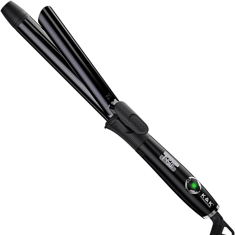 1 Inch Curling Iron with Clipped Tourmaline Ceramic Barrel Professional 1.25 Inch Hair Curler up to 450°F Dual Voltage for Traveling 60 Mins Auto Off Suit for Different (Black, 1 inch) - Product Image