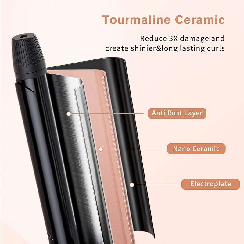1 Inch Curling Iron with Clipped Tourmaline Ceramic Barrel Professional 1.25 Inch Hair Curler up to 450°F Dual Voltage for Traveling 60 Mins Auto Off Suit for Different (Black, 1 inch) - Image 4