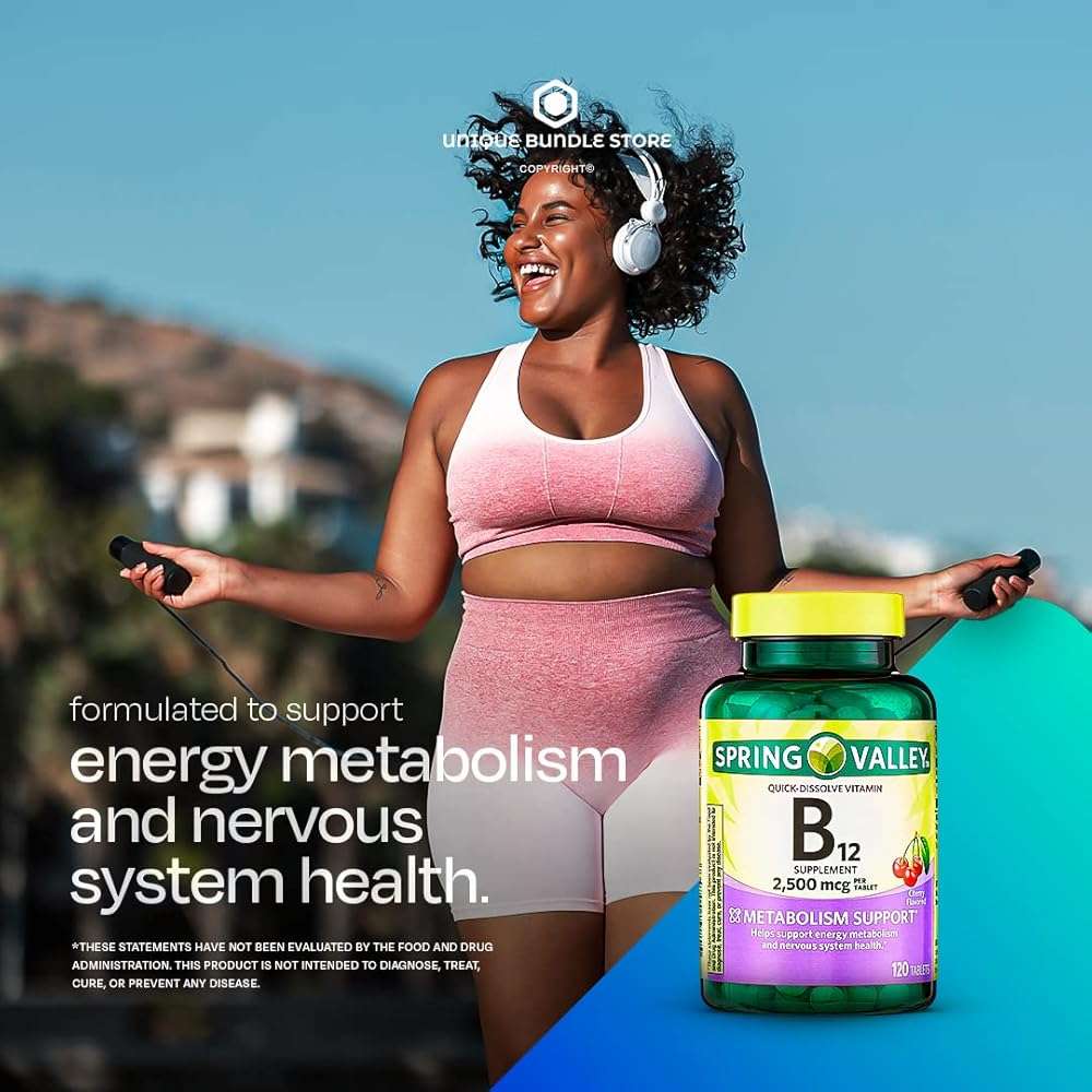 Unique Bundle Store Spring Valley, Vitamin B12 2500 MCG, B12 Quick-Dissolve Cherry Flavor Tablets Dietary Supplement, Vitamin B12, 120 Count + 7 Day Pill Organizer Included (Pack of 1) - Image 3