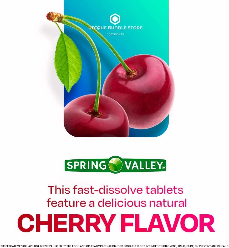 Unique Bundle Store Spring Valley, Vitamin B12 2500 MCG, B12 Quick-Dissolve Cherry Flavor Tablets Dietary Supplement, Vitamin B12, 120 Count + 7 Day Pill Organizer Included (Pack of 1) - Image 4