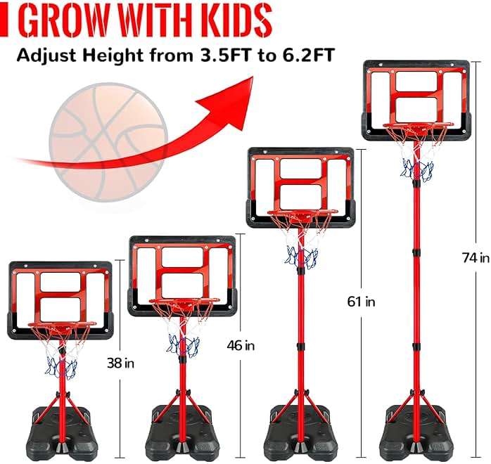 Kids Basketball Hoop with Stand, Adjustable Basketball Set, Toddler Basketball Toys for Boys Age 3 4 5 6 7 8, Indoor Outdoor Backyard Sport Game Gifts - Image 3