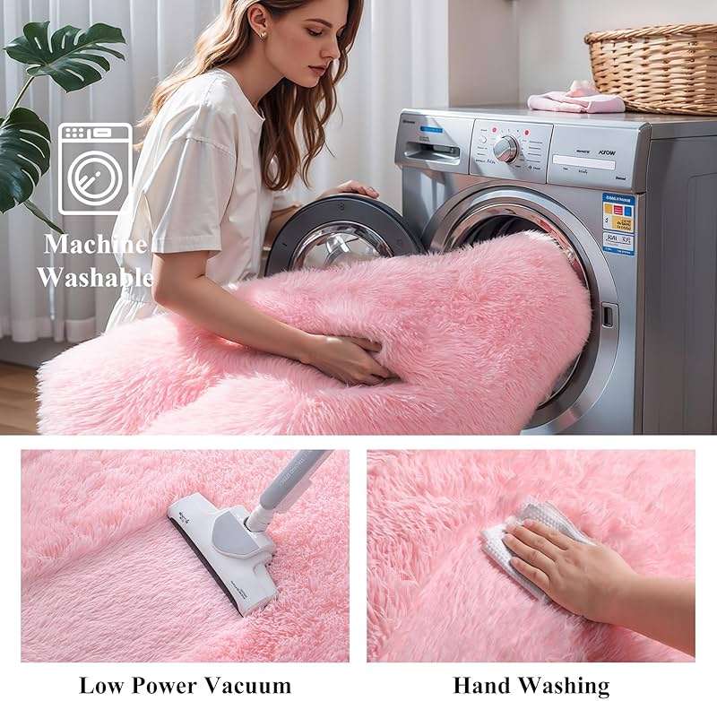 Pink Fluffy 4x6 Area Rugs for Bedroom Girls, Soft Washable Fuzzy Furry Shag Rug for Kids Room, Nursery, Dorm Decor, Cute Plush Carpet for Baby Toddler - Image 5