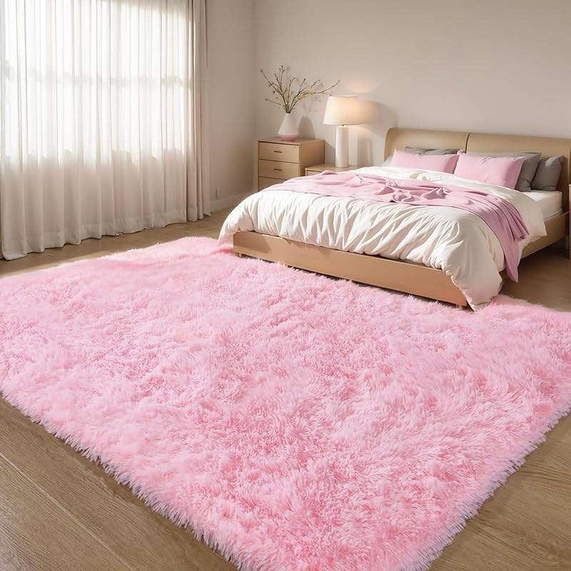 Pink Fluffy 4x6 Area Rugs for Bedroom Girls, Soft Washable Fuzzy Furry Shag Rug for Kids Room, Nursery, Dorm Decor, Cute Plush Carpet for Baby Toddler - Image 6