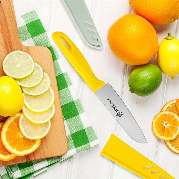 BYkooc 8 pieces Paring Knives (4PCS Peeling Knives and 4PCS Knife Sheath), Ultra Sharp Vegetable and Fruit Knife,German Steel Small Kitchen Knife with PP Plastic Ergonomic Handle - Image 4
