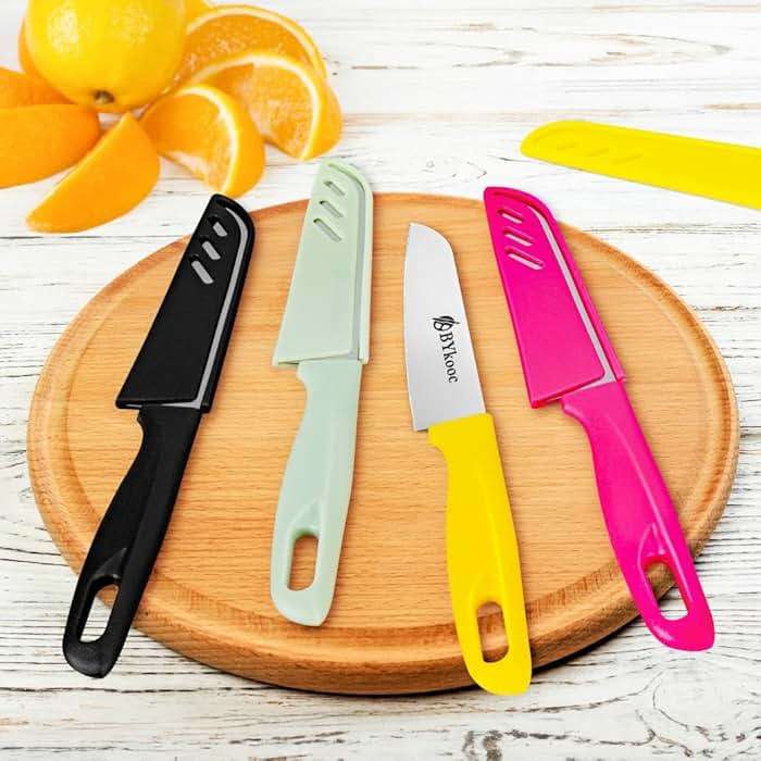 BYkooc 8 pieces Paring Knives (4PCS Peeling Knives and 4PCS Knife Sheath), Ultra Sharp Vegetable and Fruit Knife,German Steel Small Kitchen Knife with PP Plastic Ergonomic Handle - Image 6