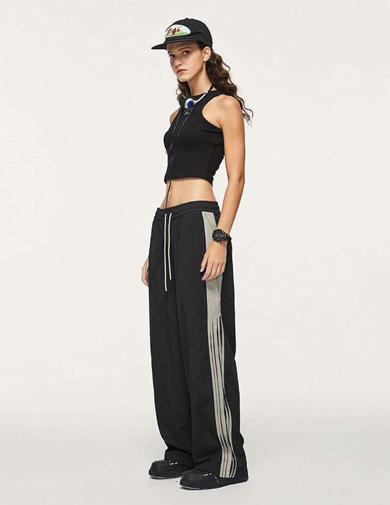 Aelfric Eden Striped Track Pants Men Parachute Pants Women Baggy Sweatpants Y2k Wide Leg Cargo Pants with Drawstring - Image 3