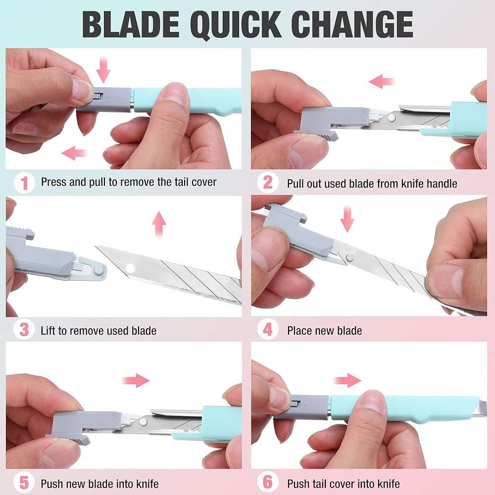 WORKPRO Premium Utility Knife Retractable Snap-off blade, Gift for Men/Women Heavy Duty Box Cutter Set, Razor Knife Exacto Craft Knives, with 10 Extra 9mm Blades, Pack of 3 - Image 5