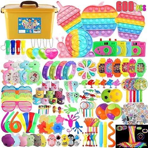 600 Pack Party Favors for Kids 8-12, Fidget Toys Set Sensory Toys Anxiety for Kids and Adults Autism Birthday Gift Classroom Prizes Treasure Box Goodie Bag Stuffers Halloween Christmas Stocking - Image 1