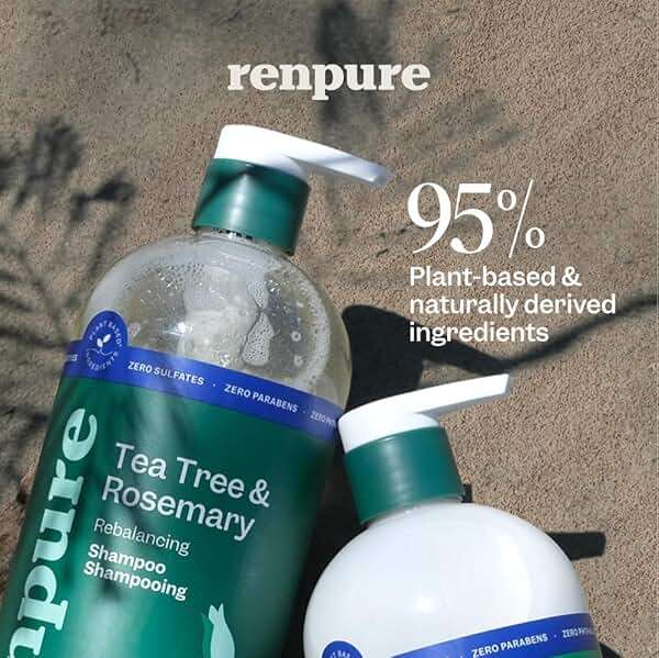 Renpure Tea Tree & Rosemary Shampoo and Conditioner Set, Plant Based - Refreshes & Rebalances Hair and Scalp - For Oily/Normal Hair - Tea Tree Leaf Oil, Rosemary Leaf Extract - 24 Fl Oz each, 2 Pack - Image 3