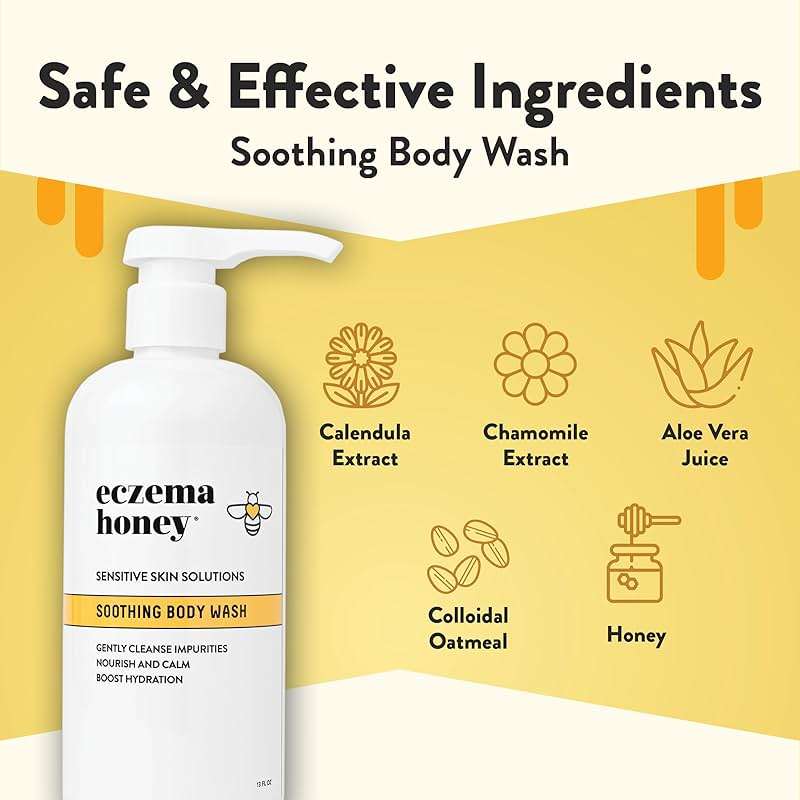 ECZEMA HONEY Soothing Body Wash - Daily Shower Gel & Eczema Treatment - Sensitive Skin Body Wash for Adults, Kids, & Babies - Body Cleanser for Eczema Relief (13 Oz) - Image 2