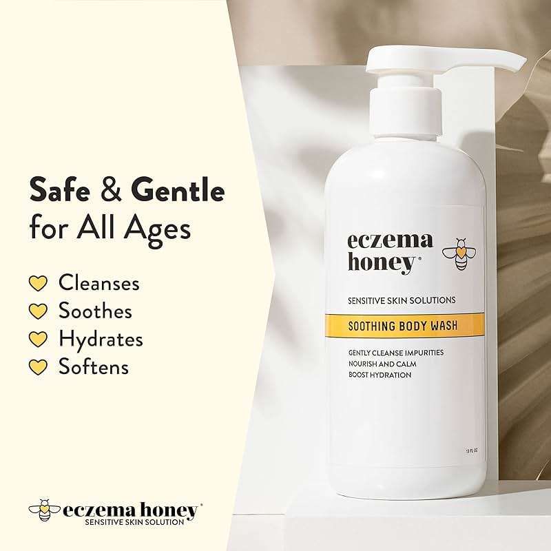 ECZEMA HONEY Soothing Body Wash - Daily Shower Gel & Eczema Treatment - Sensitive Skin Body Wash for Adults, Kids, & Babies - Body Cleanser for Eczema Relief (13 Oz) - Image 3