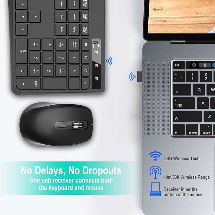 Wireless Keyboard and Mouse Combo,EarlyLit 2.4G Full-Sized Ergonomic,Cordless USB Mouse and Keyboard,12 Shortcut Keys and Quiet Click for Computer/Laptop/Windows/Mac - Image 2