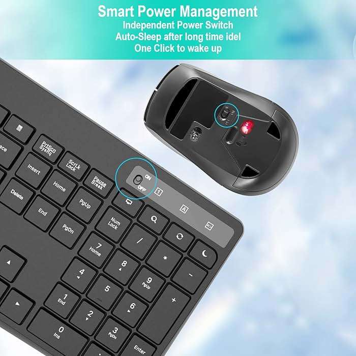 Wireless Keyboard and Mouse Combo,EarlyLit 2.4G Full-Sized Ergonomic,Cordless USB Mouse and Keyboard,12 Shortcut Keys and Quiet Click for Computer/Laptop/Windows/Mac - Image 4