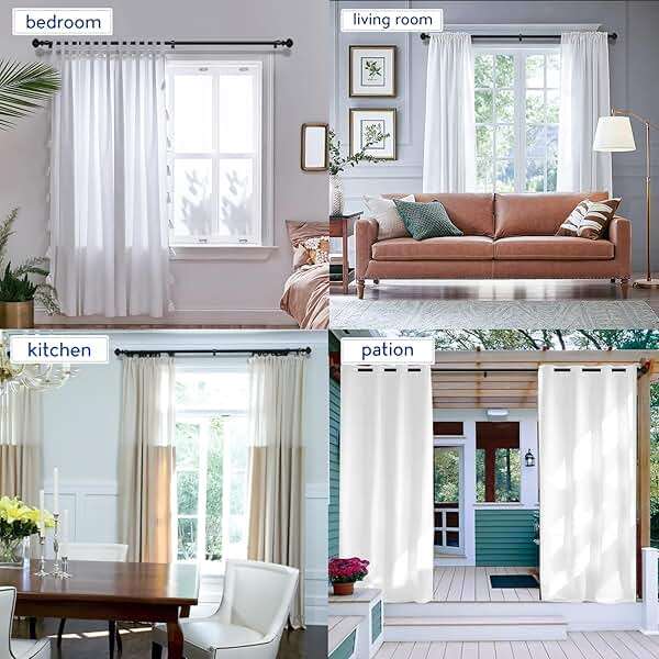 Curtain Rods for Windows 48-84 inch,3/4 inch Heavy Duty Adjustable Decorative Curtain Rod with Modern Finials,Window Rods for Bedroom, Living Room,Patio and Kitchen - Image 6