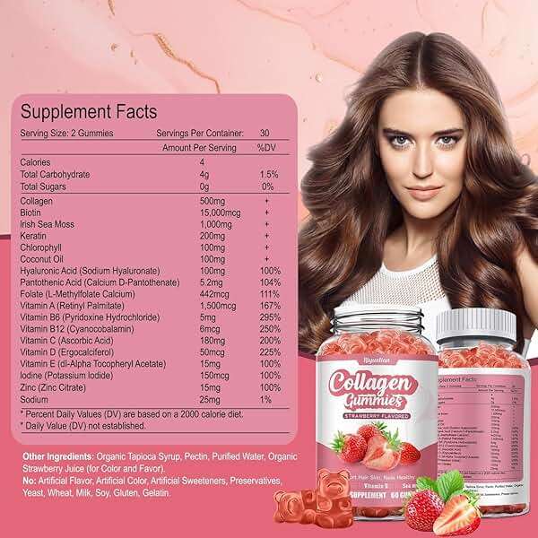 Riyuetian 2 Pack Collagen - Hydrolyzed Collagen Peptides with Biotin, Collagen for Supports Healthy Skin, Strong Nails & Thick Hair - Non-GMO & Gluten Free Complex Supplement - 120 Vegan - Image 2
