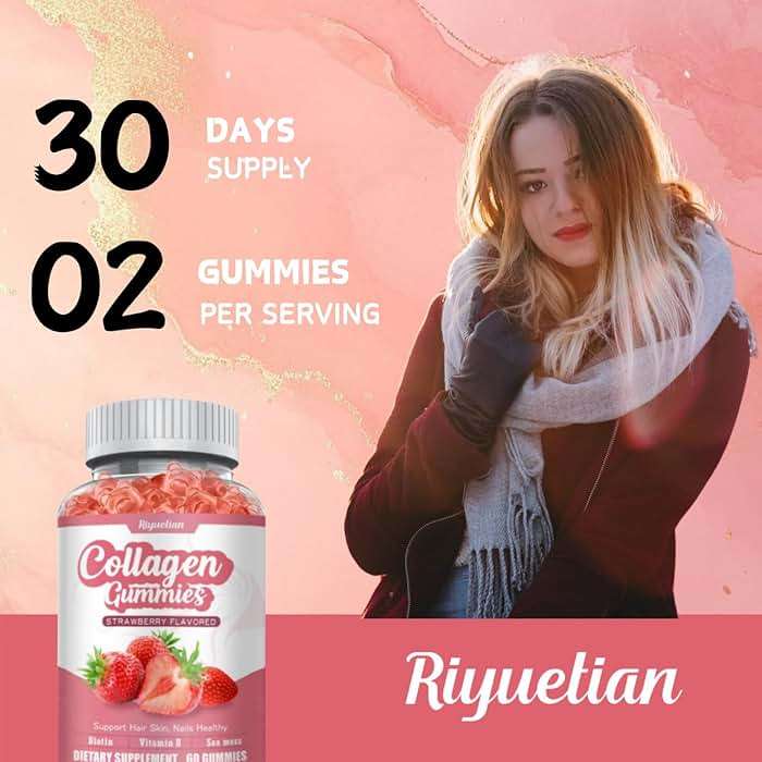 Riyuetian 2 Pack Collagen - Hydrolyzed Collagen Peptides with Biotin, Collagen for Supports Healthy Skin, Strong Nails & Thick Hair - Non-GMO & Gluten Free Complex Supplement - 120 Vegan - Image 4