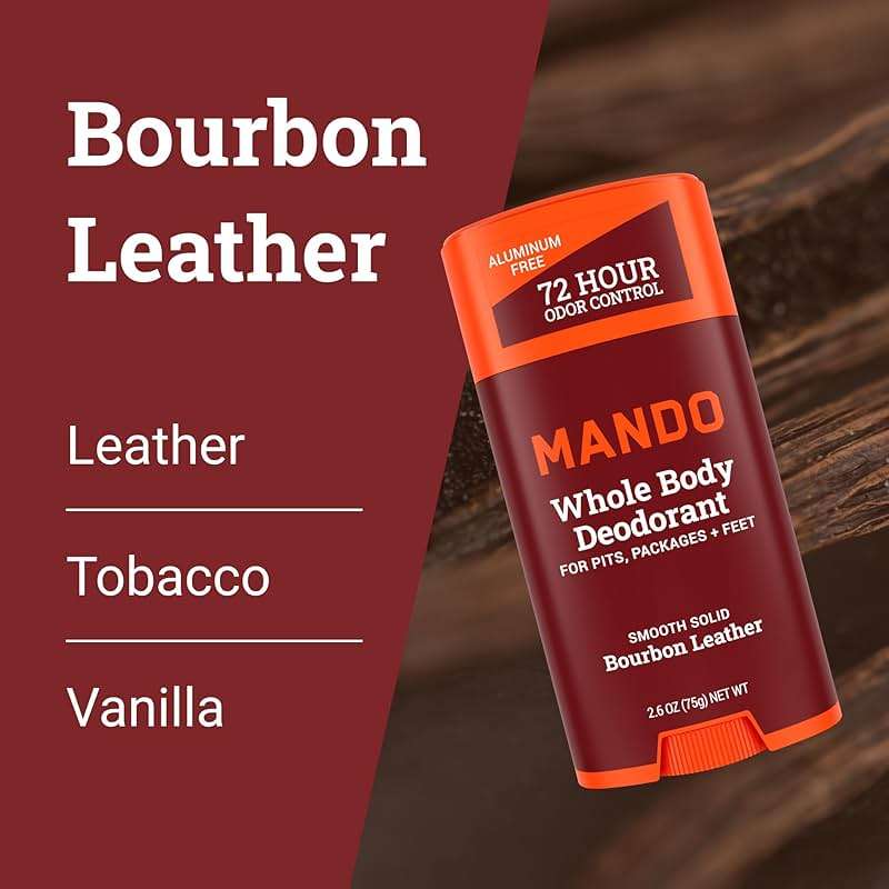 Mando Whole Body Deodorant For Men - Smooth Solid Stick - 72 Hour Odor Control - Aluminum Free, Baking Soda Free, Skin Safe - 2.6 Ounce (Pack of 2) - Bourbon Leather - Image 4