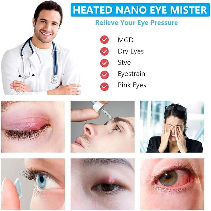 LIZICH Heated Nano Eye Mist Sprayer,Portable Eye Mister with Warm Compress Moist Heat for Relief Dry Eyes and Stye,Eye Drops Tool,Rechargeable Electric Eye Steamer for Eyelid,Eye Skin SPA - Image 2