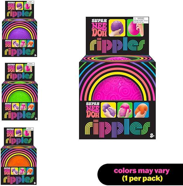 Schylling: Ripples Super NeeDoh - Surprise Style! (1) 4.25" Toy in Assorted Neon Colors & Textures, Doh-Filled, Stress Reliever, Squish-Squeeze-Pull - Image 3