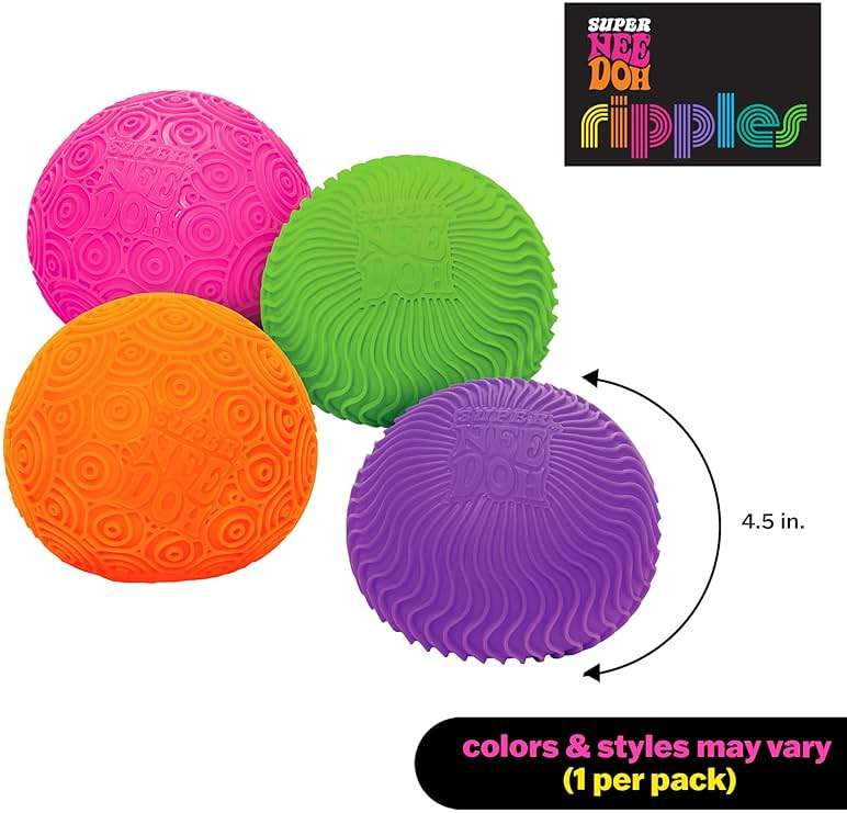 Schylling: Ripples Super NeeDoh - Surprise Style! (1) 4.25" Toy in Assorted Neon Colors & Textures, Doh-Filled, Stress Reliever, Squish-Squeeze-Pull - Image 7