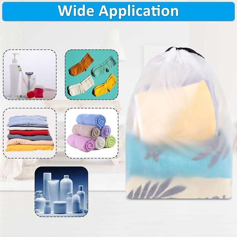 COIDEA, Waterproof Travel Drawstring Shoe Bags for Packing, Storage, Travel Essentials for Men and Women, 15.7 x 11.8 inches, Clear, 5 pieces - Image 6