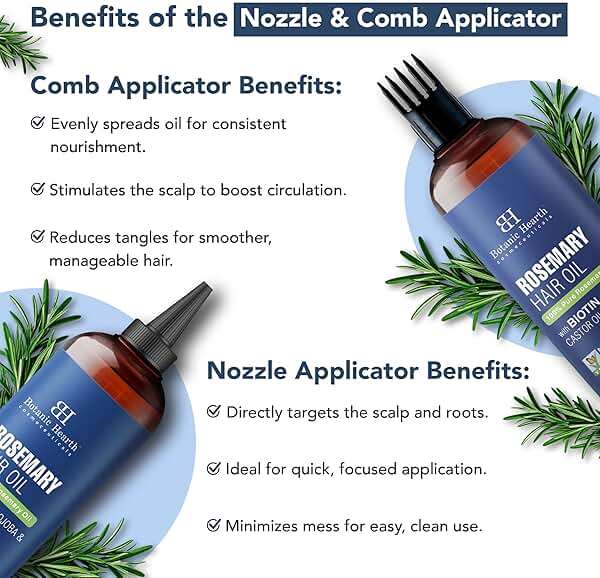 Botanic Hearth Rosemary Oil for Hair Growth | Hair Oil For Hair Growth|Strengthening Biotin, Jojoba, Castor Hair Growth Oil for Frizzy Hair | Dry, Damaged Scalp Treatment | All Hair Types | 6.7 Fl Oz - Image 5