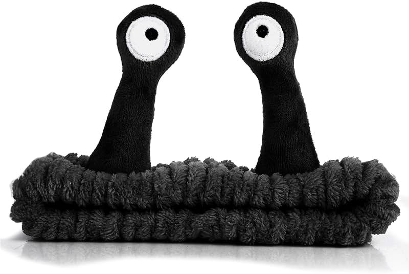 WLLHYF Spa Headband Facial Makeup Head Band Microfiber Soft Coral Fleece Head Wraps Snail Cartoon Cute Hair Accessories Elastic Skincare Hair Band for Women Girls Washing Face Beauty (Black) - Product Image
