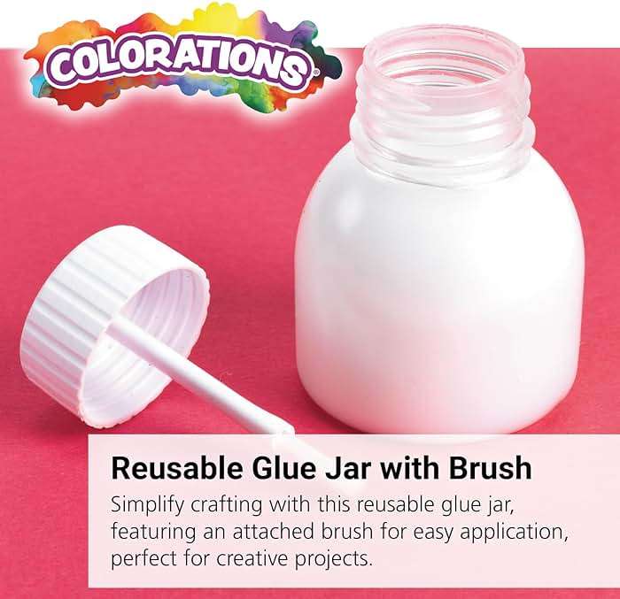 Colorations Glue Jar with Brush, Set of 60, Use to refil for Crafts, Classroom Pack or Large Group, Art Supplies, Glue Bottles, Reusable Bottles, Refill Bottles - Image 4