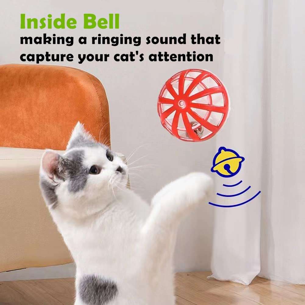 PETFAVORITES Cat Jingle Balls Toys 10Pcs 6 Styles for Indoor Cats - Plastic Lattice Cat Balls with Bells Kitten Rattle Toy, Gift Box and 1.5" - Image 4