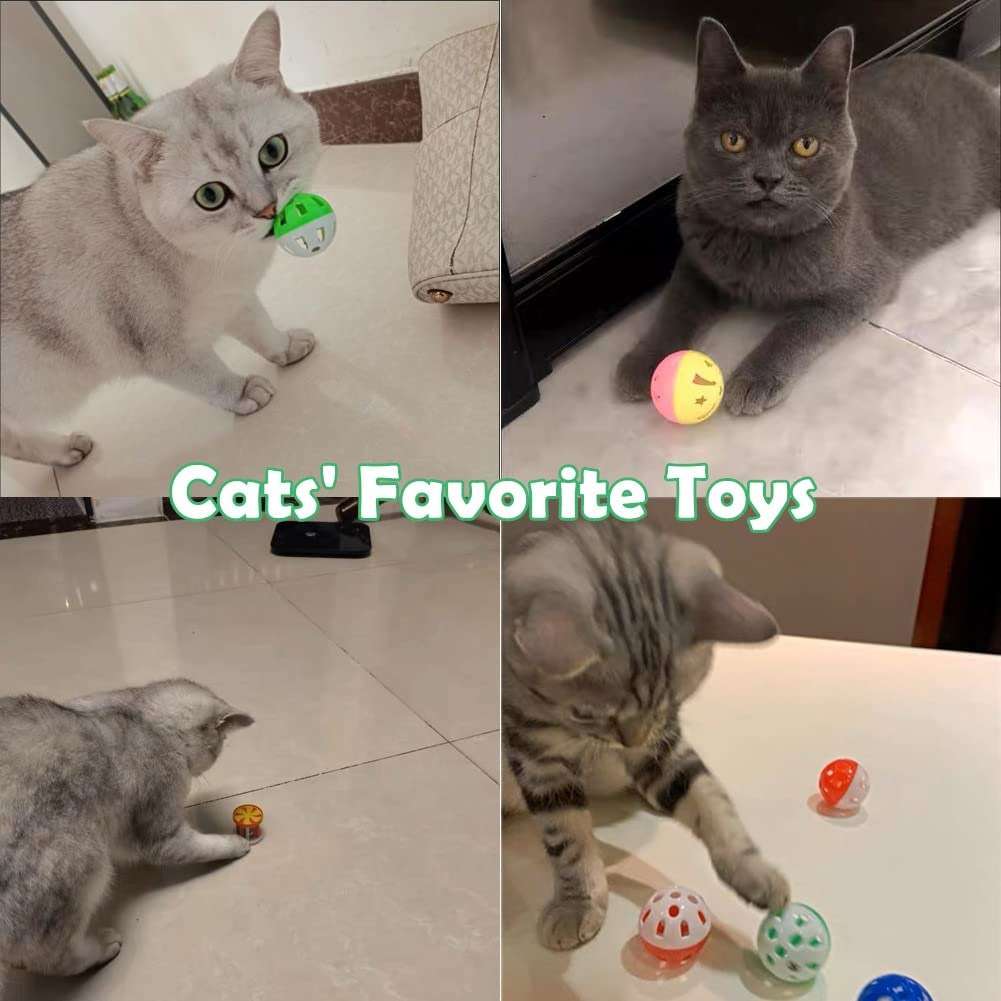 PETFAVORITES Cat Jingle Balls Toys 10Pcs 6 Styles for Indoor Cats - Plastic Lattice Cat Balls with Bells Kitten Rattle Toy, Gift Box and 1.5" - Image 6