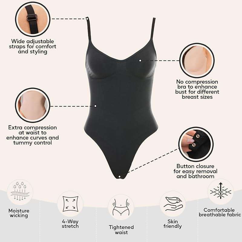 Tummy Control Shapewear Bodysuit for Women, Seamless Body Shaper Thong, Brief or Mid-Thigh Faja, Sculpting Slimming Bodysuits - Image 3