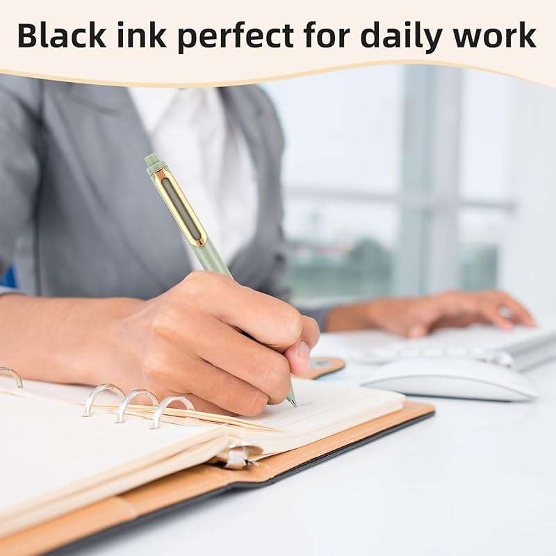 NUSIGN Gel Pens, 5 Pcs 0.5mm Retractable Quick Dry Black Ink Fine Point Rolling Ball Gel Pen, Smooth Writing No Bleed for Journaling Note Taking, Home School Office Supplies - Image 2