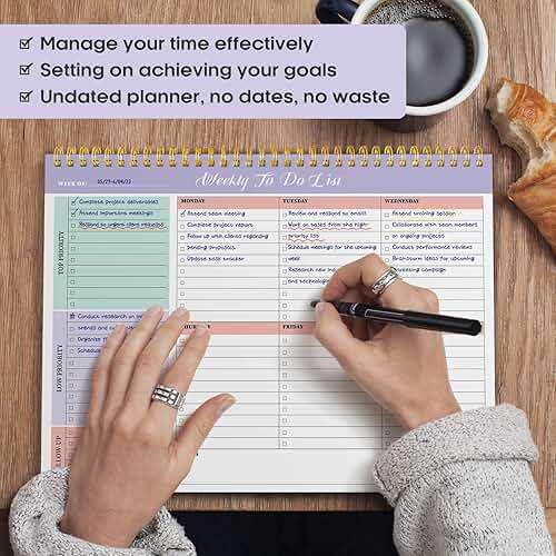 Taja Weekly To Do List Notepad with 52 Undated Sheets(8.5"×11")- Weekly Desk Planner for Women & Man, Work and Home -1 Pack Violet Dream - Image 7