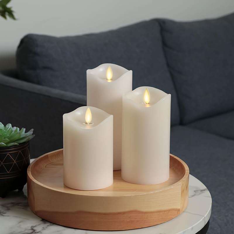 Matchless Candle Co. by Luminara Set of 3 Flameless LED Pillar Candles, Real Wax, Moving Flame (3x4.5, 3x5.5, 3x6.5 Inch, Unscented) - Image 8