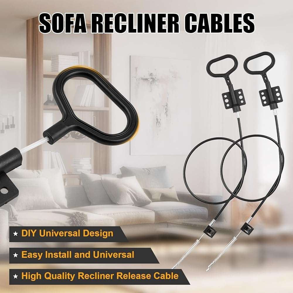 YEYETUO Sofa Recliner Cables, 2PCS Release Cables Replacement D Ring Pull Handle, Recliner Replacement Parts Hook Exposed Length 4.75 Inch, Total Length 36.5 Inch - Image 6